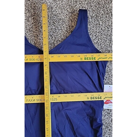 Lands End Women's 16 DD V-Neck Swim Top Navy Solid Adjustable Padded S456 - Picture 4 of 8